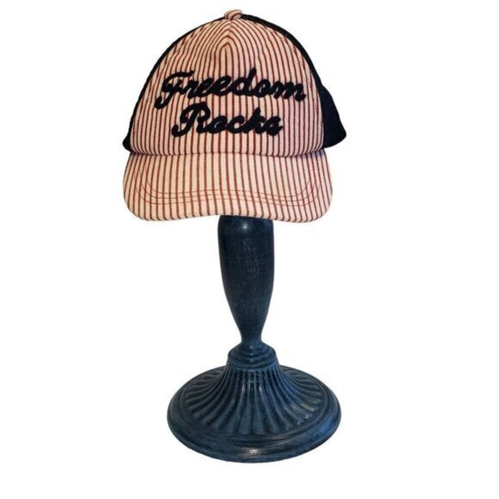 Freedom Rocks Adjustable‎ Ball Cap Hat Snap Embroidered Red White Blue  One Size